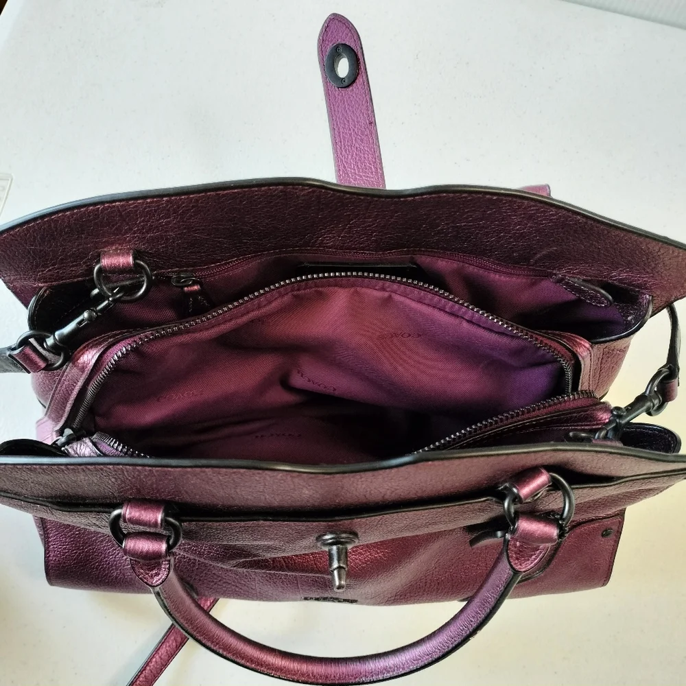 Coach Purple Leather Satchel - Picture 11 of 16